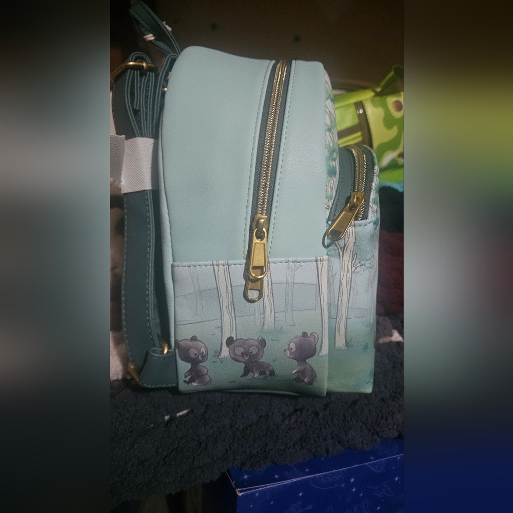 Loungefly Disney Kids Backpack - Aqua and Brown Bear Design - Picture 3 of 6